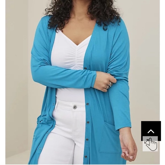 Torrid Super Soft Blue Long Sleeve Button Down Cardigan Sweater Size 1 - Picture 3 of 4